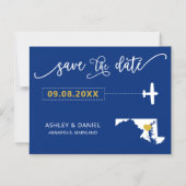 Maryland Wedding Save the Date Kaart, Map Magnetische Uitnodiging (Voorkant)