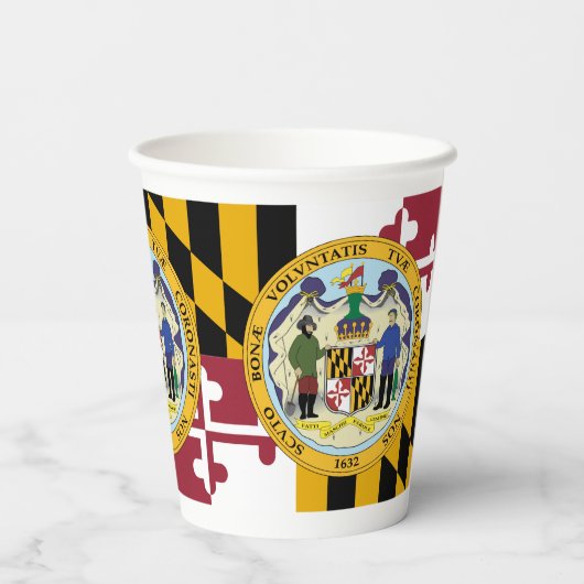 Marylander Flag & Seal Design, Flag of Maryland Papieren Bekers (Achterkant)