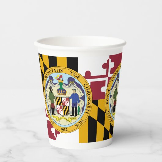 Marylander Flag & Seal Design, Flag of Maryland Papieren Bekers (Voorkant)