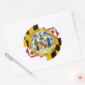 Marylander Flag & Seal Design, Vlag van Maryland Ronde Sticker (Envelop)