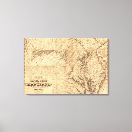 MarylandPanoramic MapMaryland Canvas Afdruk (Voorkant)