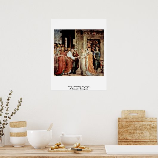 Mary's huwelijk met Joseph van Domenico Beccafumi Poster (Keuken)