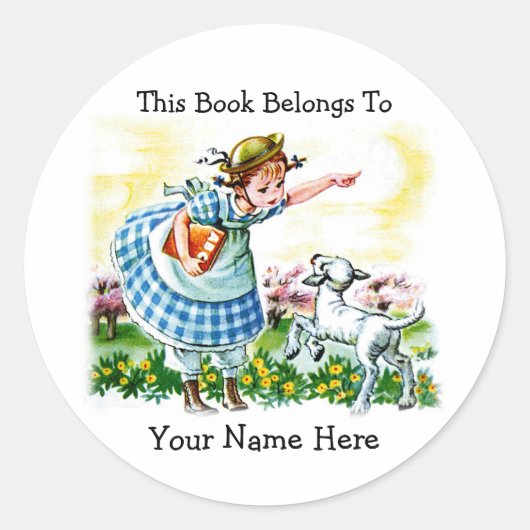 Mary's Lamb Bookplate Sticker (Voorkant)