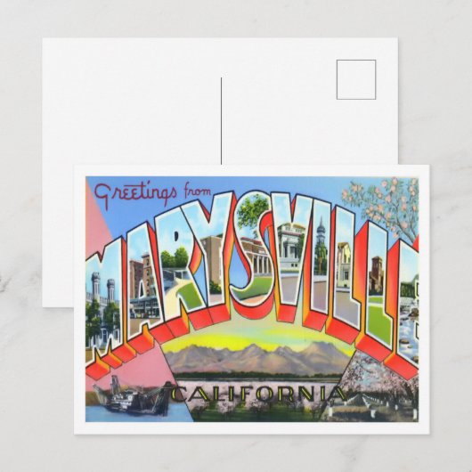 Marysville, California  Big Letters Briefkaart (Voorkant / Achterkant)