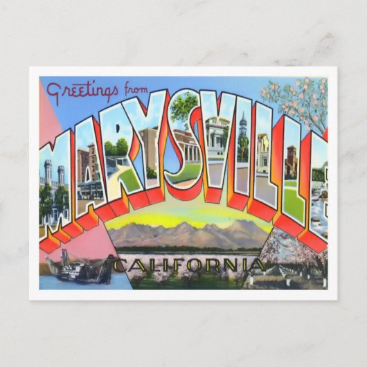 Marysville, California  Big Letters Briefkaart (Voorkant)