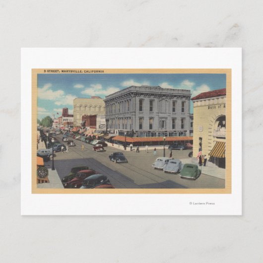 Marysville, Californië, Uitzicht D Street Briefkaart (Voorkant)