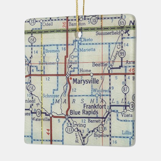 Marysville Kansas  Kaart Keramisch Ornament (Links)