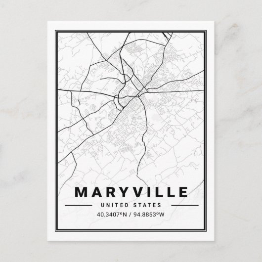 Maryville Tennessee USA Travel City Map Briefkaart (Voorkant)