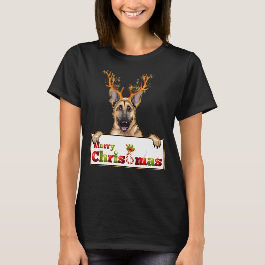 mas Duitse herdershond met Antlers T-shirt (Voorkant)