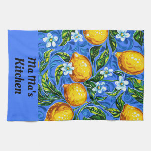 Ma's Keuken blauw en geel Theedoek