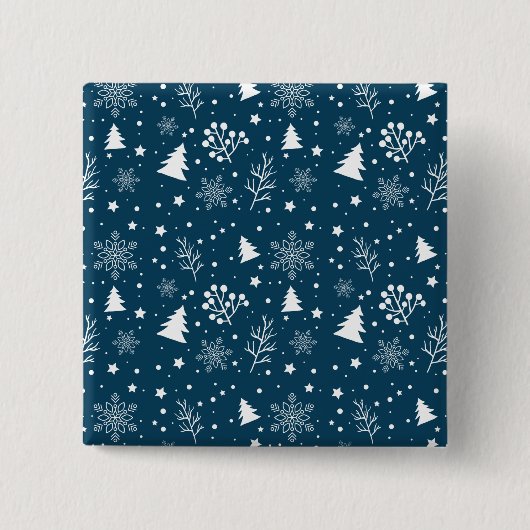 mas Leaf and Snow Vierkante Button 5,1 Cm (Voorkant)