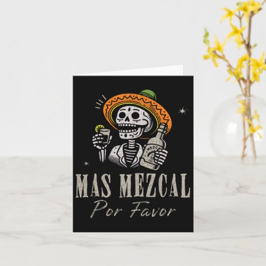 Mas Mezcal Por Favor Funny Cinco De Mayo Barkeeper Kaart (Gele Bloem)