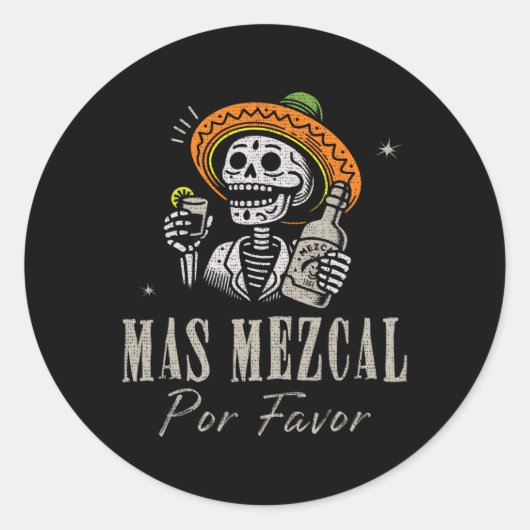 Mas Mezcal Por Favoriet Grappige Cinco de Mayo Bar Ronde Sticker (Voorkant)