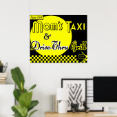 Ma's Taxi & Drive Thru Grill Retro Kitchen Art Poster (Thuiskantoor)