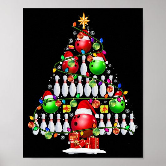 mas Tree Bowling-kerstlampjes voor de kerstman P Poster (Voorkant)