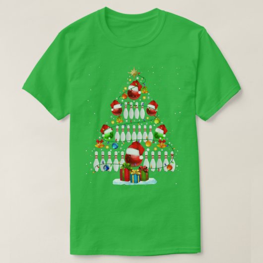 mas Tree Bowling-kerstlampjes voor de kerstman P T-shirt (Design voorkant)
