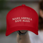 MASA Pet maken Amerika weer veilig geborduurd Pet<br><div class="desc">Dit "geweldige" ding lijkt niet zo goed te werken. Deze anti-maga politieke oppositie had is geborduurd met de woorden "MAKE AMERICA SAFE AGAIN" maar is ook geschikt voor u om deze woorden te veranderen naar wat je wilt,  zolang het past.</div>