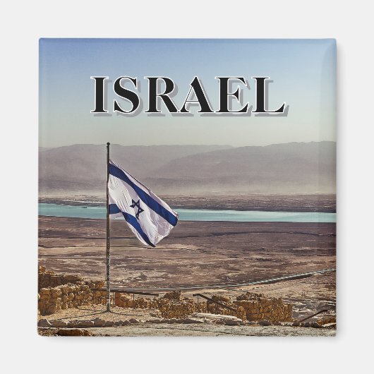 Masada uitzicht met Israëlische vlag Magneet (Voorkant)