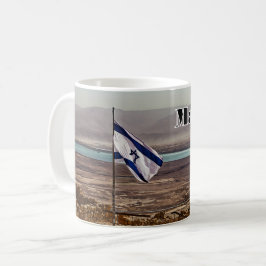 Masada uitzicht met vlag koffiemok