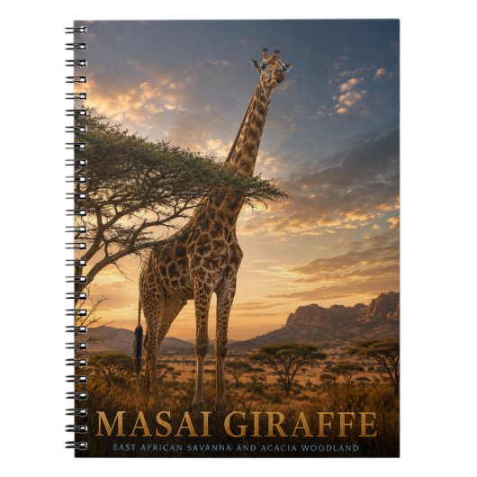 Masai-giraffe Savanne VINTAGE Notitieboek (Voorkant)