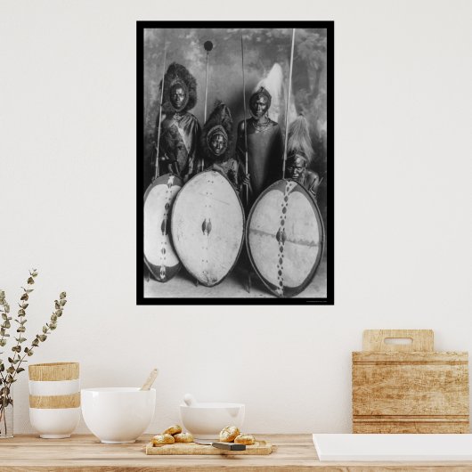 Masai Warriors Kenia, Afrika 1920 Poster (Keuken)