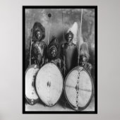 Masai Warriors Kenia, Afrika 1920 Poster (Voorkant)