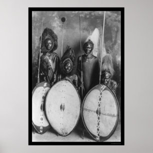 Masai Warriors Kenia, Afrika 1920 Poster