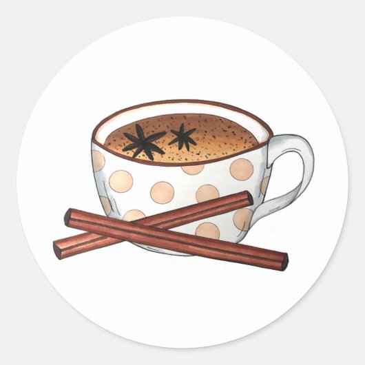 Masala Chai Teacup Indian Spiced Black Tea Cuppa Ronde Sticker (Voorkant)
