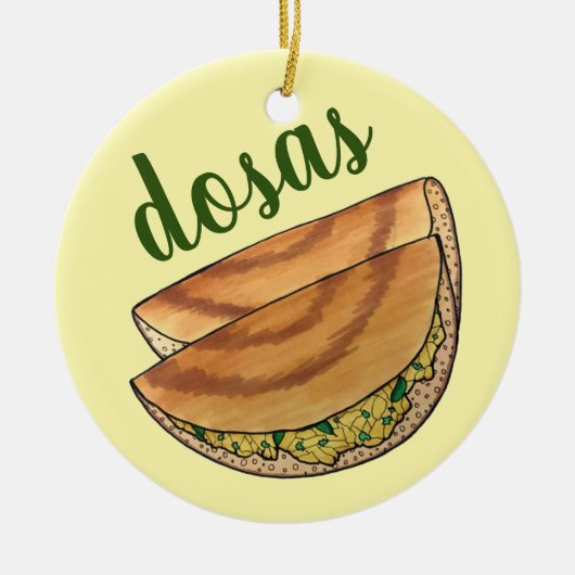 Masala Dosas Zuid-Indische voedselCuisine Potato D Keramisch Ornament (Voorkant)