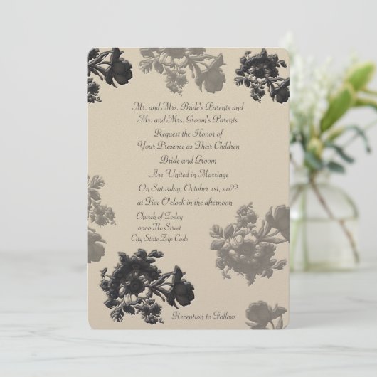 Masala Flora Wedding Kaart (Staand voorkant)