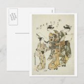 Masanobu Nieuwjaar: eerste speelkunst Print 1755 Feestdagenkaart (Voorkant / Achterkant)