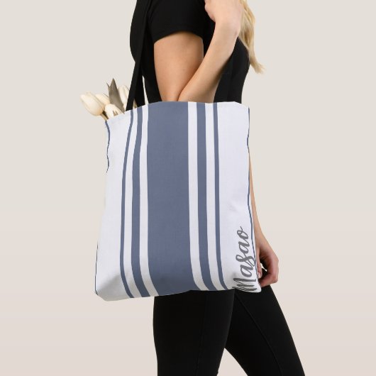 Masao Minimalist Strepen Monogram Tote Bag (Dichtbij)