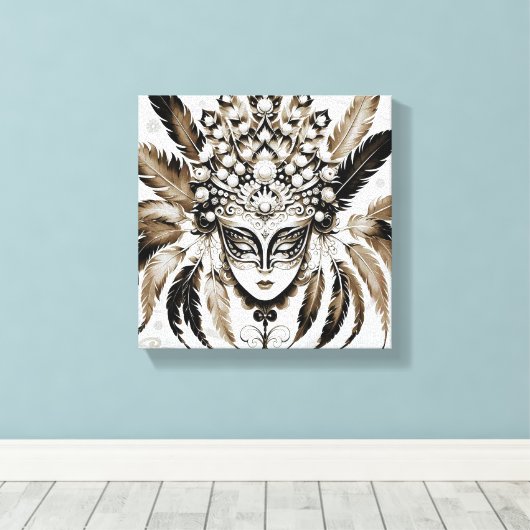 Máscara de carnaval  canvas afdruk (Insitu (Houten vloer))