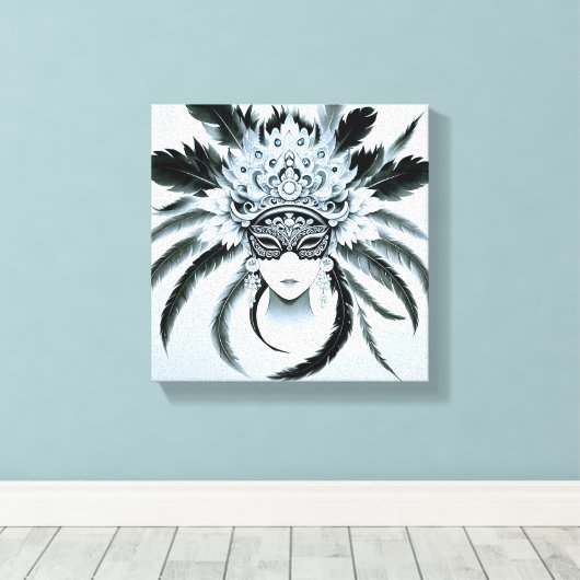 Máscara de carnaval para decoração  canvas afdruk (Insitu (Houten vloer))