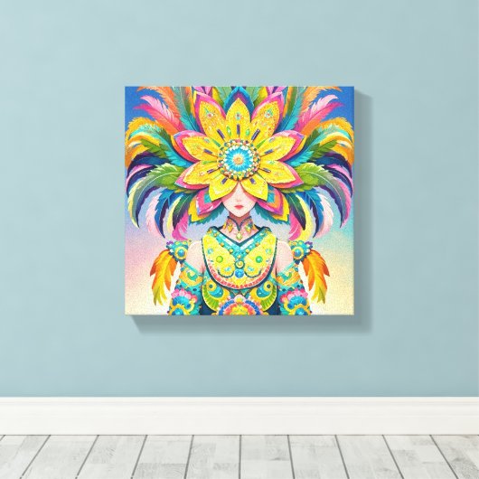 Máscara de flor para o carnaval  canvas afdruk (Insitu (Houten vloer))