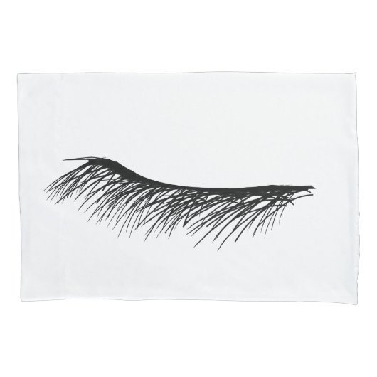 Mascara Lashes Ogen Slaap Zwart en Wit Wimper Kussensloop (Voorkant-Links)