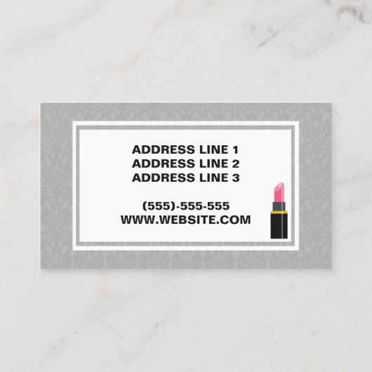 Mascara lipstick en penseelschrijver visitekaartje (Achterkant)