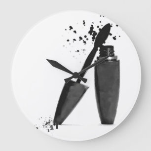 Mascara make keup mode, wit en zwart grote klok