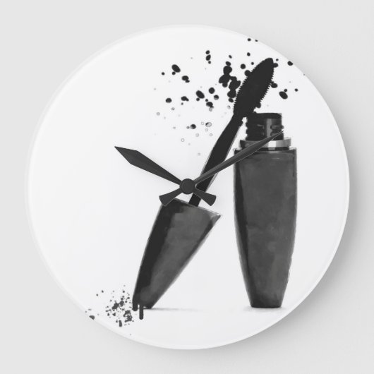Mascara make keup mode, wit en zwart grote klok (Voorkant)