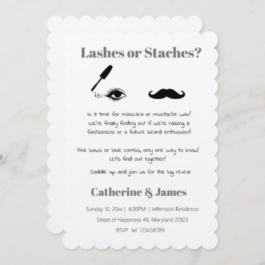 Mascara of snor Grappig Eigenzinnig Geslacht Onthu Kaart (Voorkant / Achterkant)