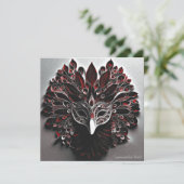 Máscara veneciana de pavo real rojo. kaart (Staand voorkant)