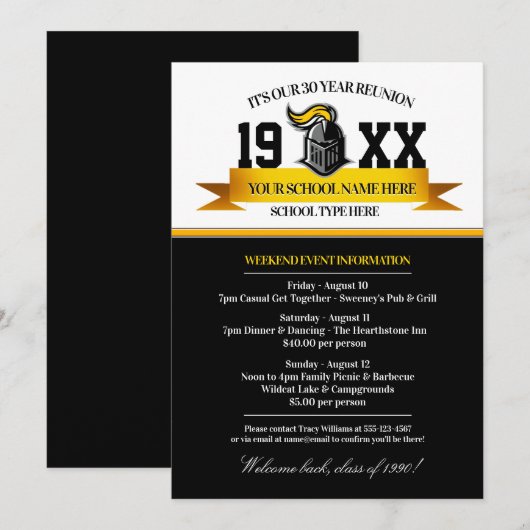 Mascot Banner Class Reunion-uitnodigingen Kaart (Voorkant / Achterkant)