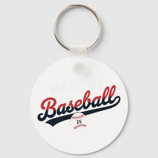 Mascot Honkbal Retro Logo Sleutelhanger (Voorkant)