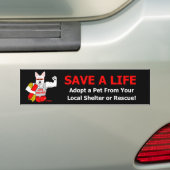 Mascot Jake zegt: "Red een leven." Bumpersticker (Op auto)