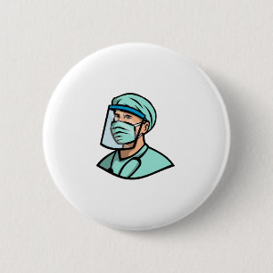 Mascot voor medisch professioneel gezichtsmasker ronde button 5,7 cm