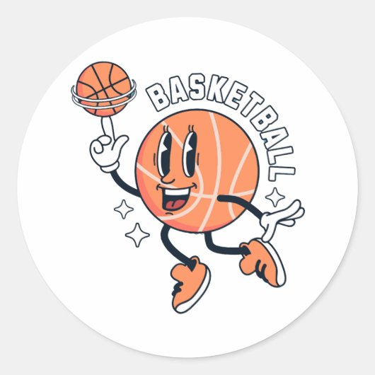 Mascotte_Basket_Ball_Sport Ronde Sticker (Voorkant)