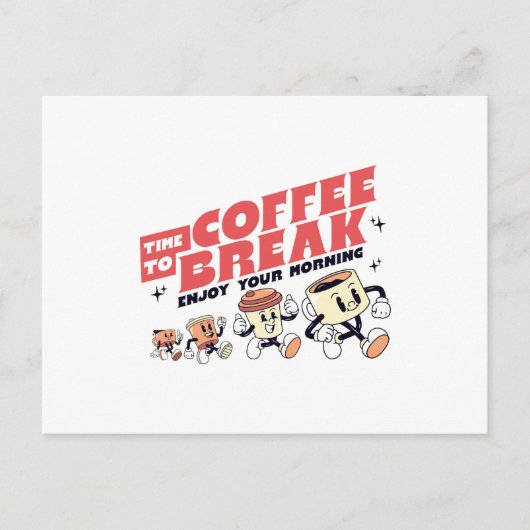 Mascotte koffie - Tijd voor koffiepauze Briefkaart (Voorkant)