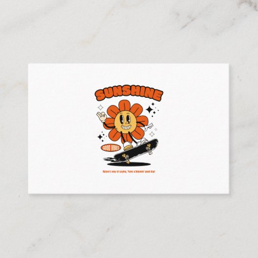 Mascotte zonnebloem met skateboard visitekaartje (Voorkant)