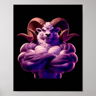 Masculair Ram Flexing Fan Liefhebber Bodybuilding  Poster