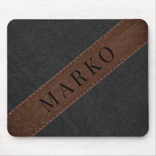 Masculinair zwart en bruin kunstleder muismat